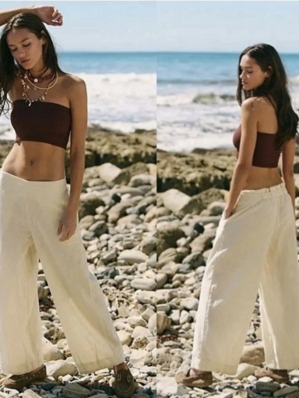Free People Free -est Demi Wide Leg Linen Blend Pants In Tea Cookie L